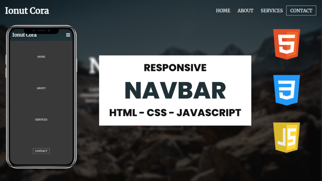 responsive navigation bar using html, css and javascript