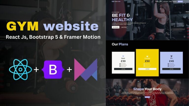 GYM website using React Js, Bootstrap 5 and Framer Motion